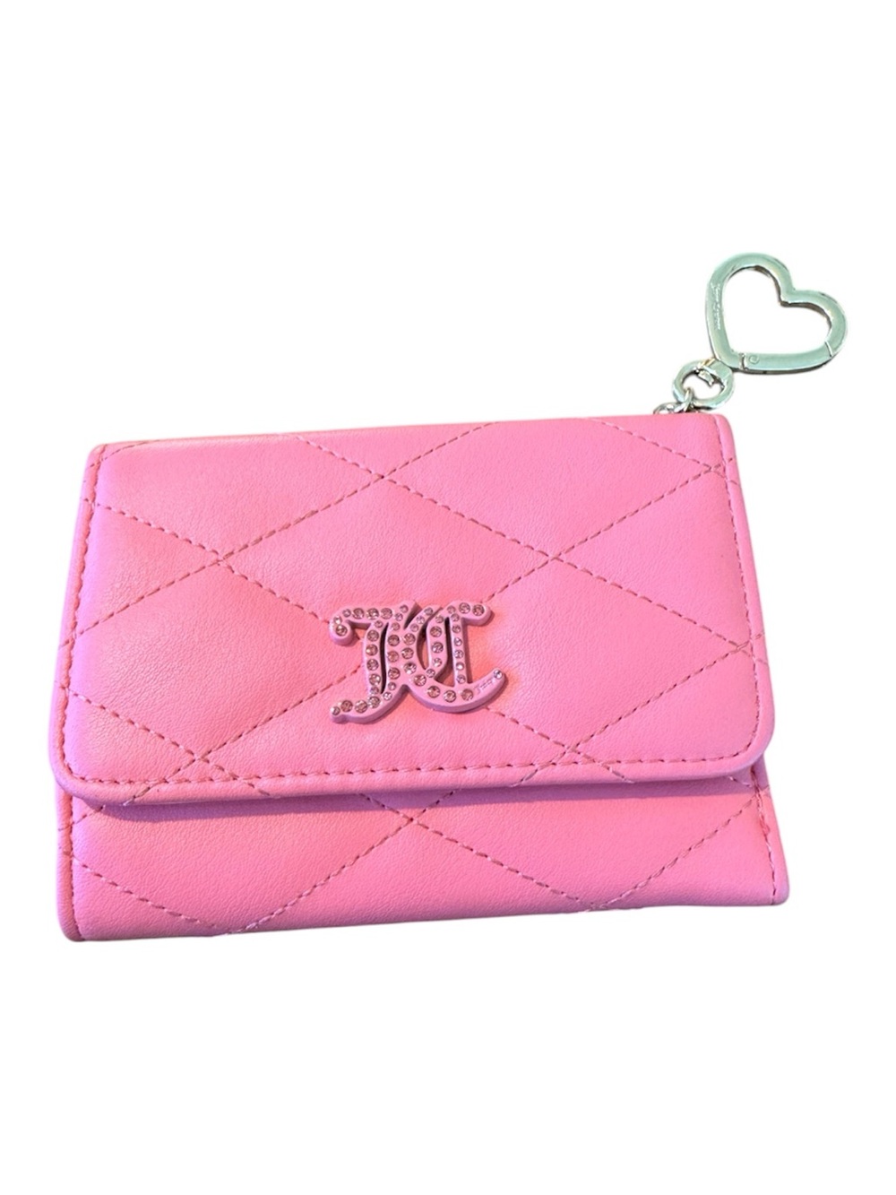 Juicy Couture Pink Quilted Trifold Wallet with Logo